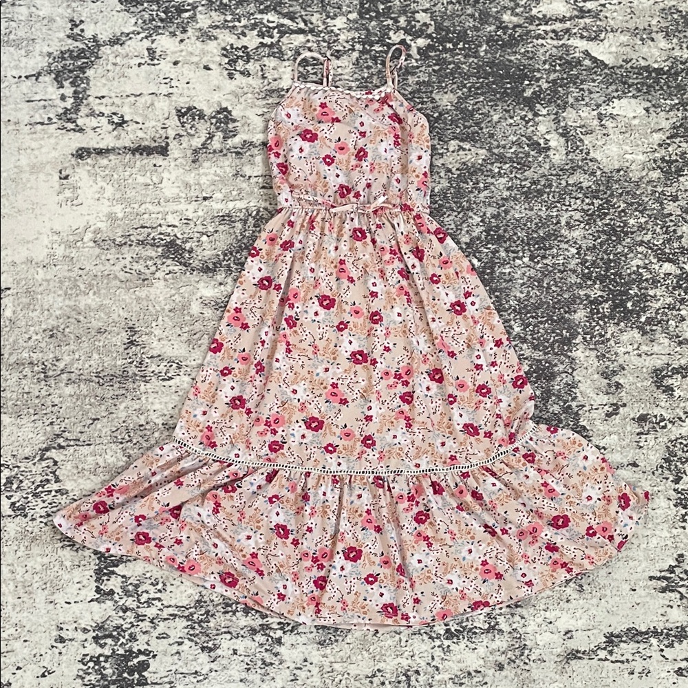 Shosho Pink and Cream Floral Kids Dress